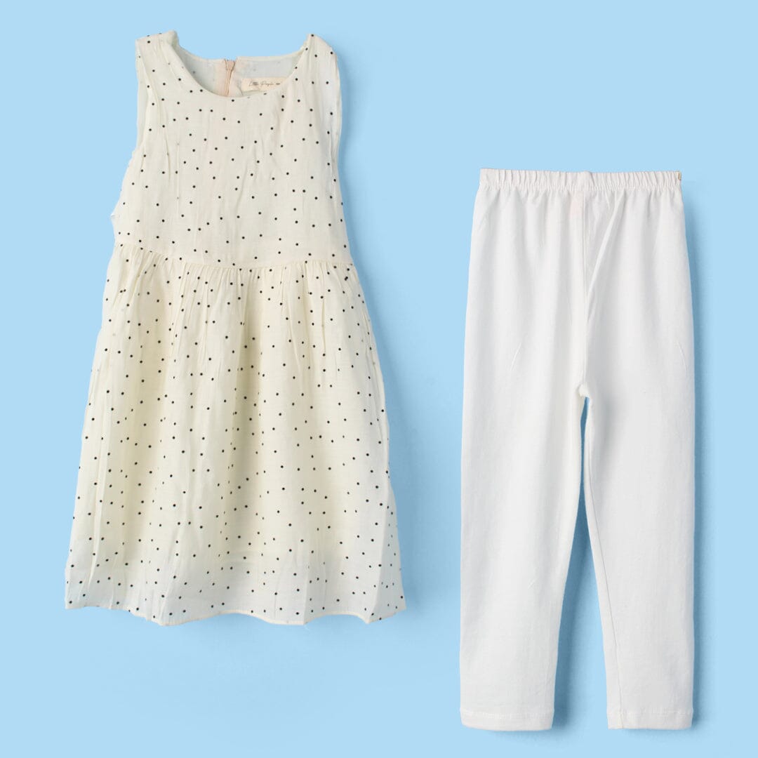 Stylish Creamy White Themed Girls Frock Set Frock Iluvlittlepeople 2-3 Years Creamy White Summer