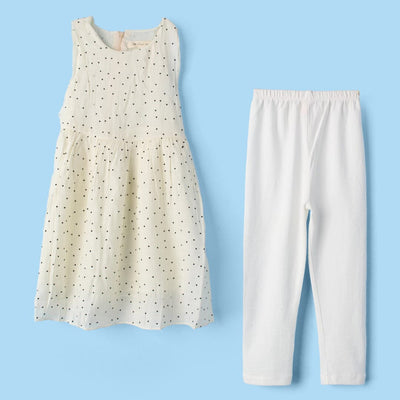Stylish Creamy White Themed Girls Frock Set Frock Iluvlittlepeople 2-3 Years Creamy White Summer
