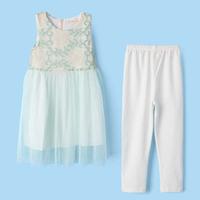 Refined Aqua Themed Girls Frock Set Frock Iluvlittlepeople 2-3 Years Aqua Summer