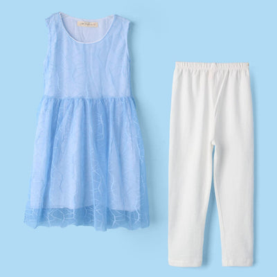 Fancy Blue Themed Girls Frock Set Frock Iluvlittlepeople 2-3 Years Blue Summer