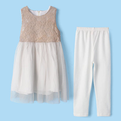 Stylish Beige Themed Girls Frock Set Frock Iluvlittlepeople 2-3 Years Beige Summer