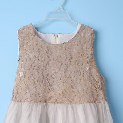 Stylish Beige Themed Girls Frock Set Frock Iluvlittlepeople 