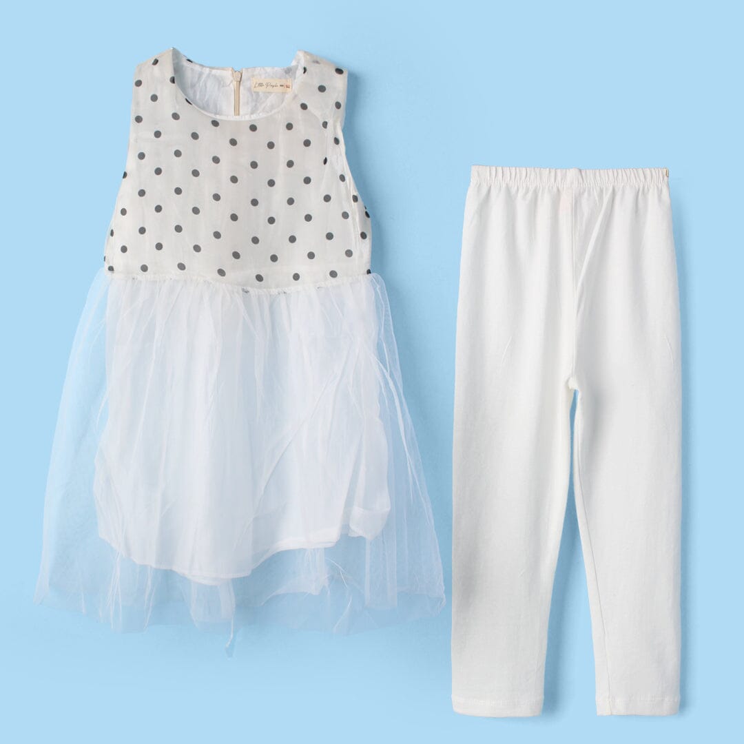 Stylish Creamy White Themed Girls Frock Set Frock Iluvlittlepeople 2-3 Years Creamy White Summer