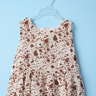 Stylish Beige Themed Girls Frock Set Frock Iluvlittlepeople 