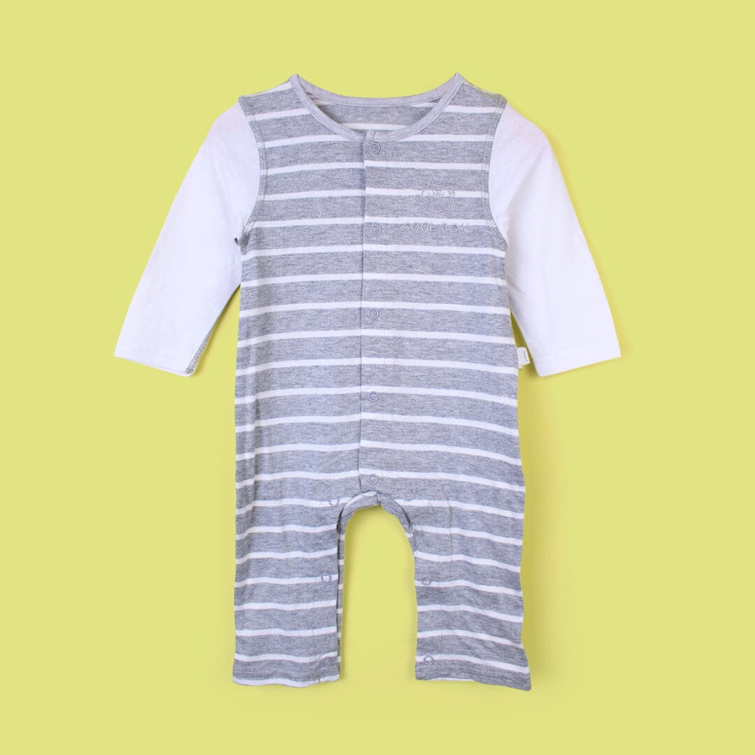 Modern Grey Themed Little Boy Romper Romper Iluvlittlepeople 0-3 Months Summer Grey