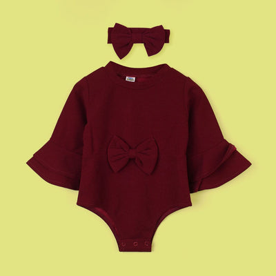 Modern Maroon Themed Little Girl Romper Romper Iluvlittlepeople 0-3 Months Summer Maroon