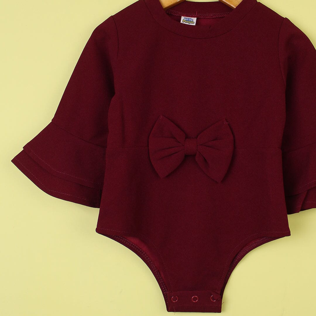 Modern Maroon Themed Little Girl Romper Romper Iluvlittlepeople 