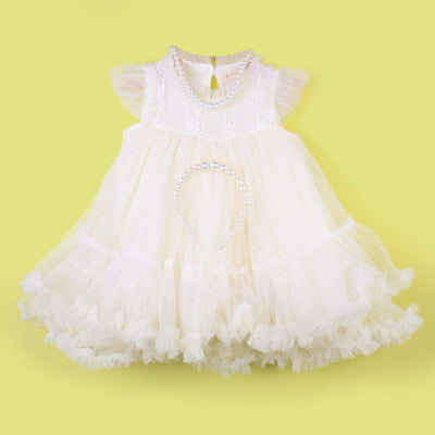 Delighted Off White Little Girl Frock Frock Iluvlittlepeople 9-12 Months Off White Summer