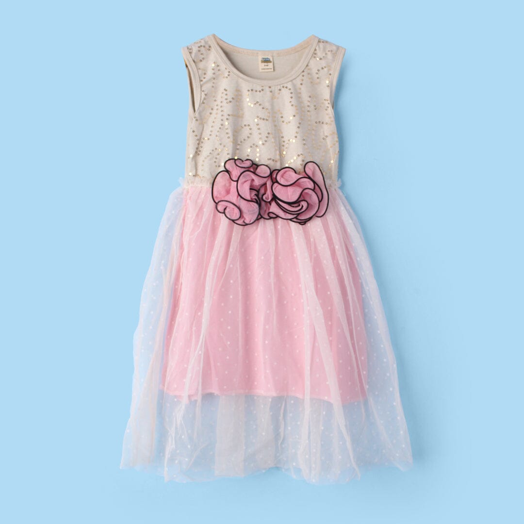 Stylish Beige Themed Girls Frock Frock Iluvlittlepeople 3-4 Years Beige Summer