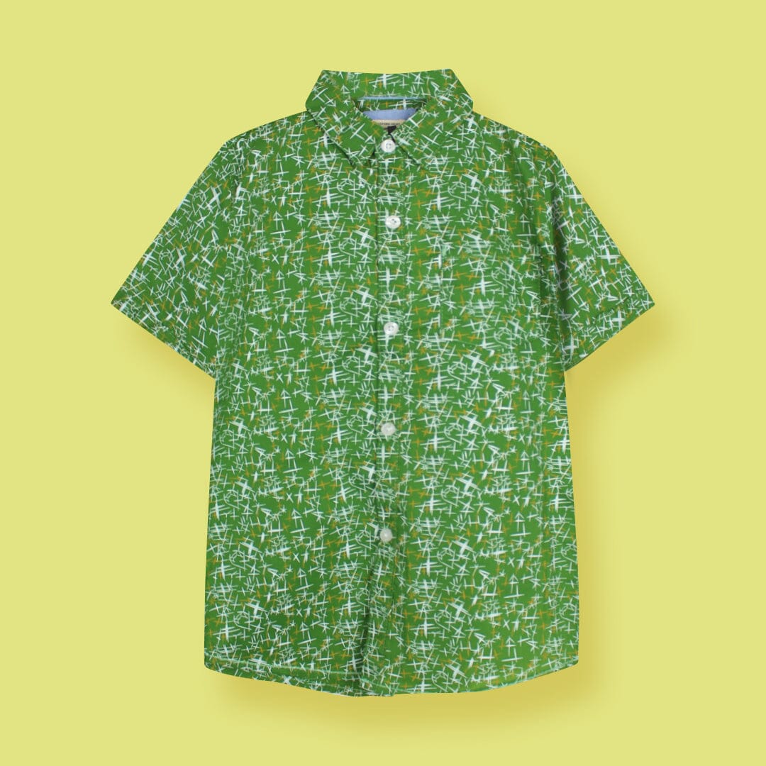 Decent Green Themed Stylish Boys Casual Shirt Casual Shirt Iluvlittlepeople 9-12 Months Green Summer