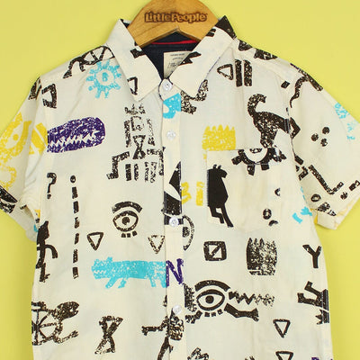 Decent Off White Themed Stylish Boys Casual Shirt Casual Shirt Iluvlittlepeople 