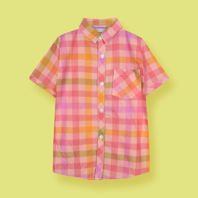 Decent Pink Themed Stylish Boys Casual Shirt Casual Shirt Iluvlittlepeople 2-3 Years Pink Summer