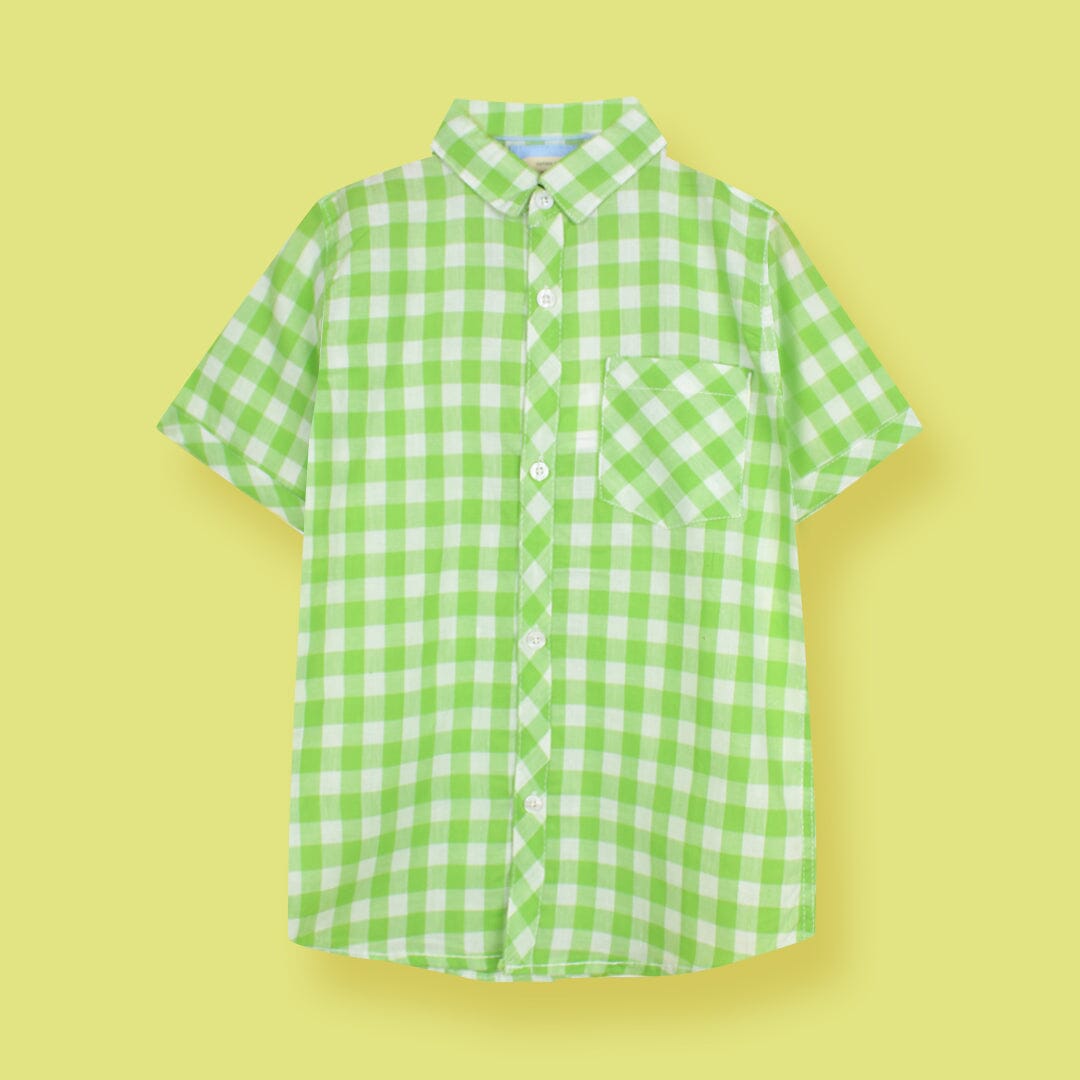 Decent Green Themed Stylish Boys Casual Shirt Casual Shirt Iluvlittlepeople 2-3 Years Green Summer