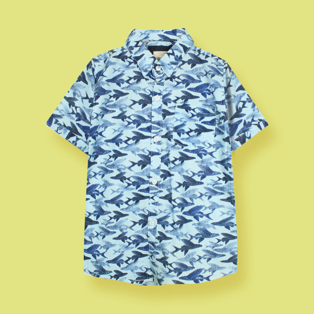 Decent Blue Themed Stylish Boys Casual Shirt