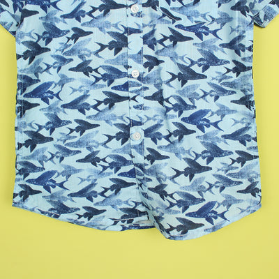 Decent Blue Themed Stylish Boys Casual Shirt