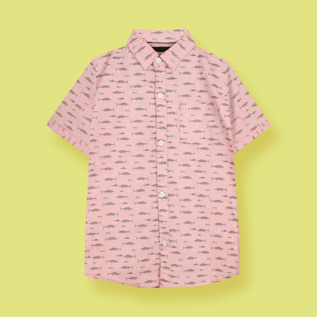 Decent Peach Themed Stylish Boys Casual Shirt