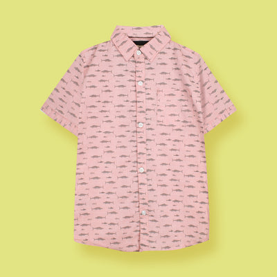 Decent Peach Themed Stylish Boys Casual Shirt