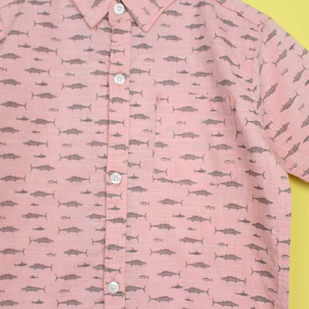 Decent Peach Themed Stylish Boys Casual Shirt