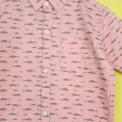 Decent Peach Themed Stylish Boys Casual Shirt