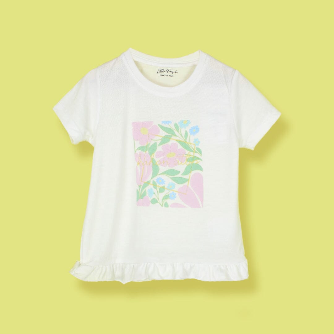 Attractive White Themed Girls T-Shirt T-Shirt Iluvlittlepeople 3-6 Months White Summer