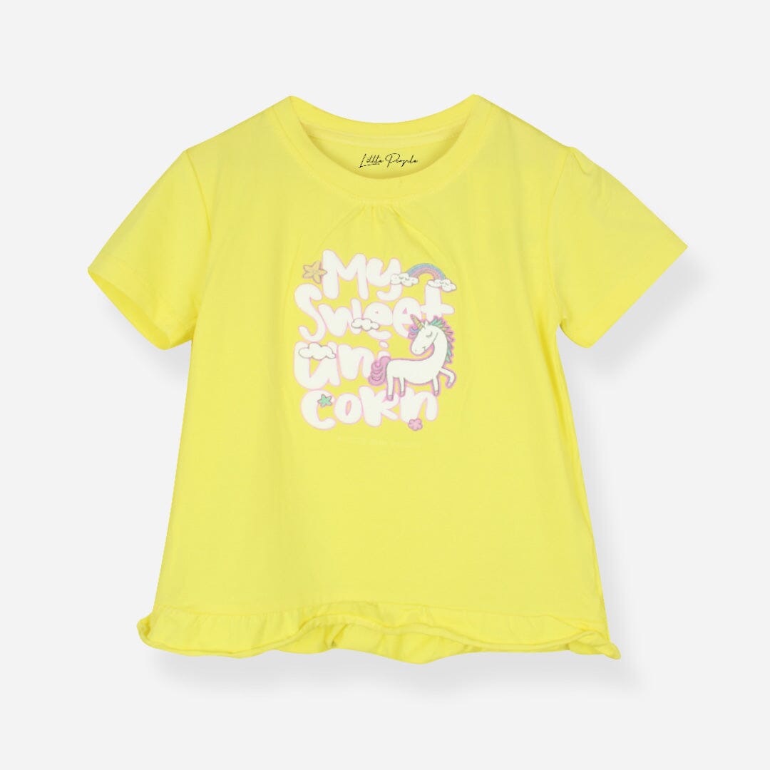 Attractive Yellow Themed Girls T-Shirt T-Shirt Iluvlittlepeople 3-6 Months Yellow Summer