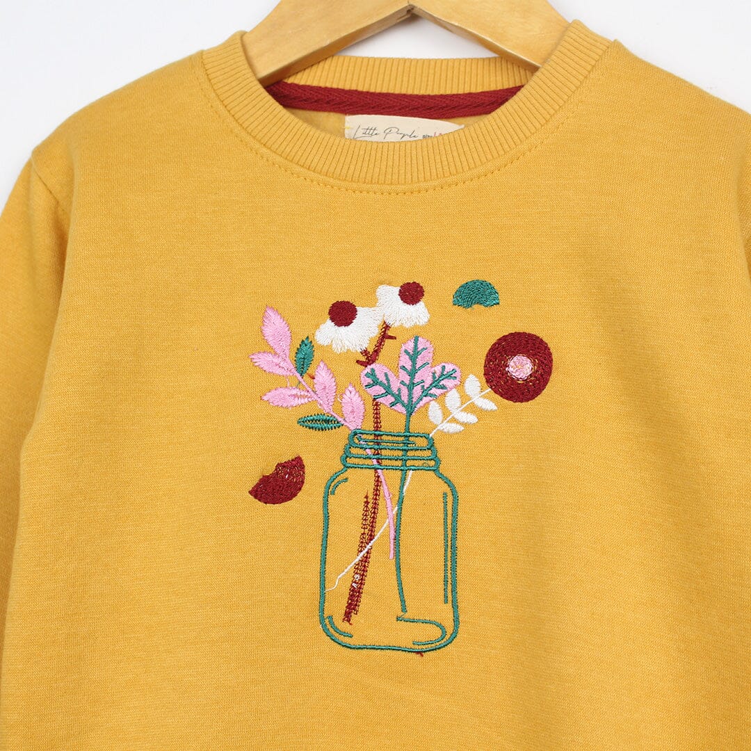 Dashing Yellow Themed Girls Sweatshirt Sweatshirt Iluvlittlepeople 