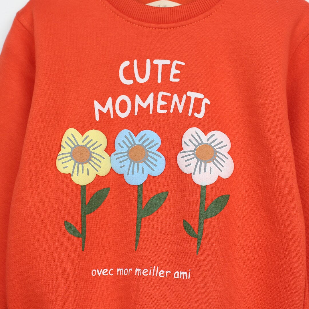 Dashing Orange Themed Girls Sweatshirt Sweatshirt Iluvlittlepeople 