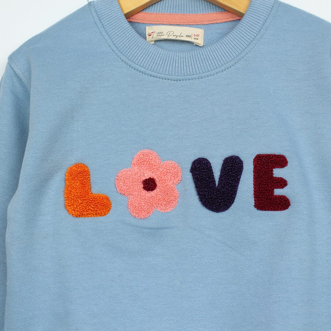 Decent Light Blue Love Themed Boys Sweatshirt Sweatshirt Iluvlittlepeople 