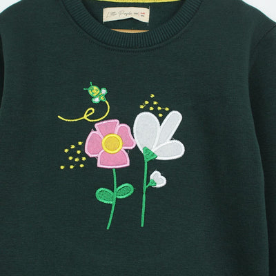 Dashing Green Themed Girls Sweatshirt Sweatshirt Iluvlittlepeople 