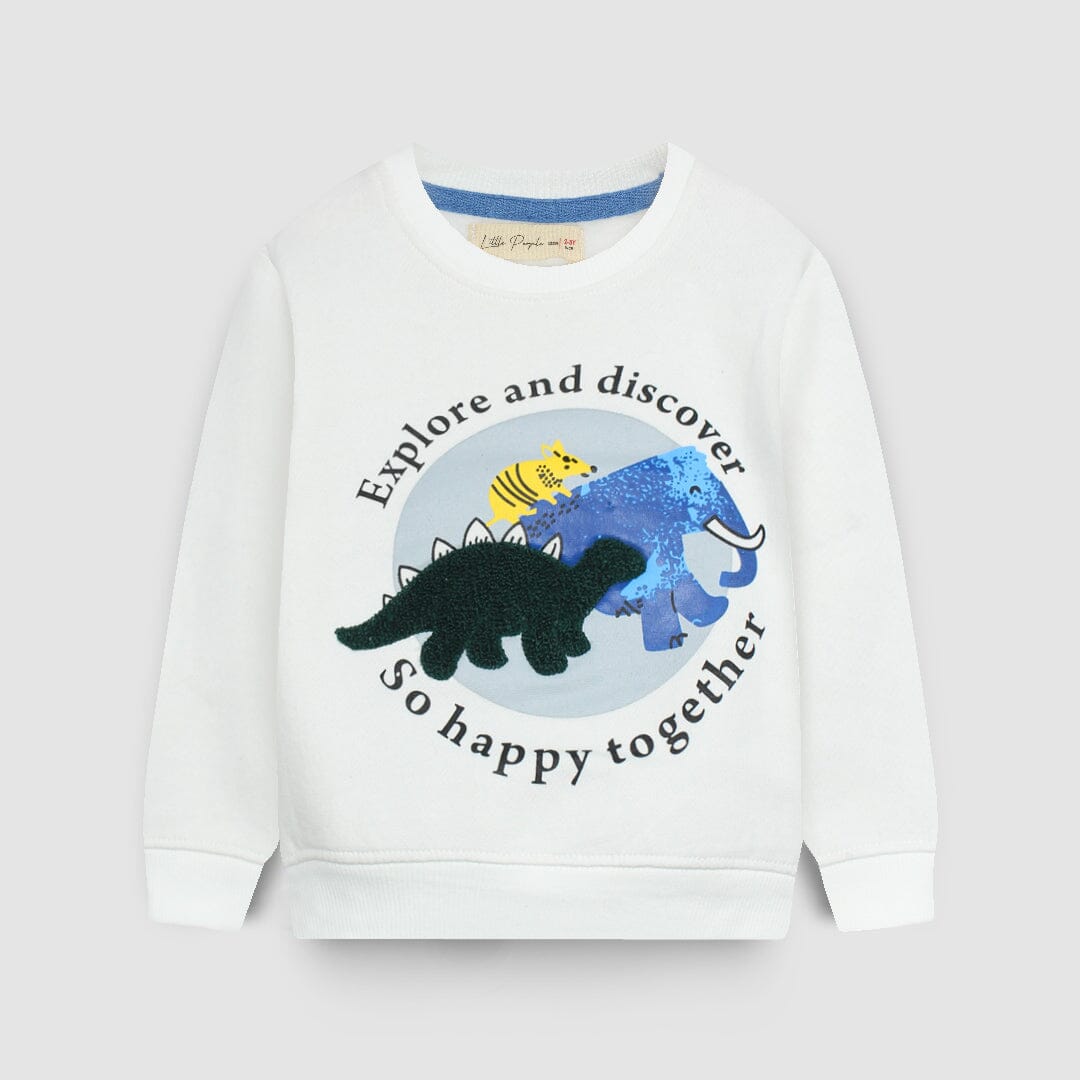 Dashing White Themed Boys Sweatshirt Sweatshirt Iluvlittlepeople 6-9 Months White Winter