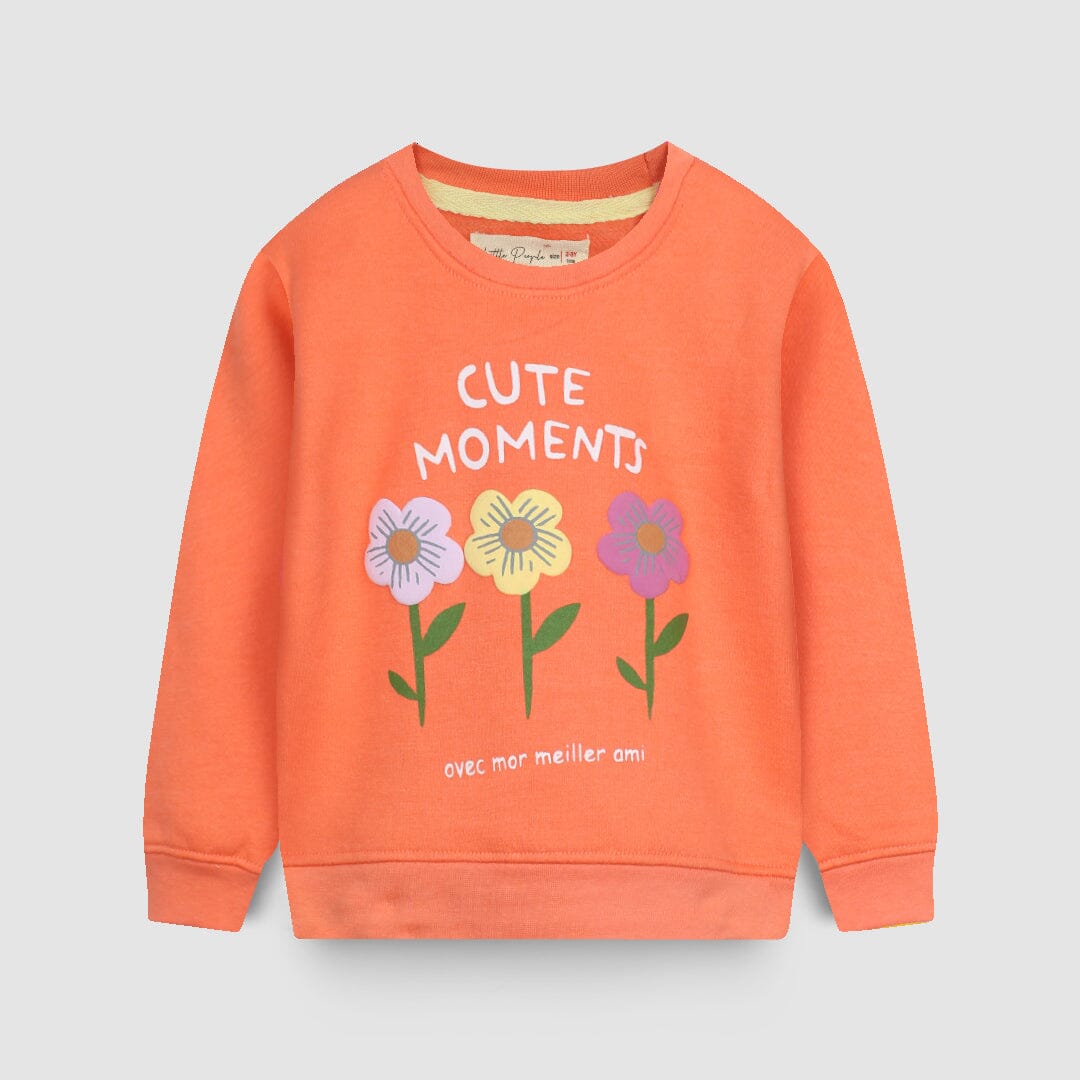 Attractive Peach Themed Girls Sweatshirt Sweatshirt Iluvlittlepeople 6-9 Months Peach Winter