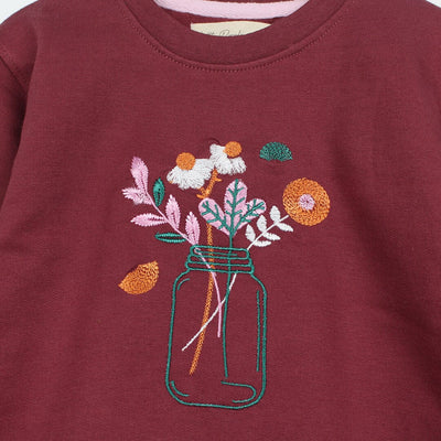 Dashing Maroon Themed Girls Sweatshirt Sweatshirt Iluvlittlepeople 