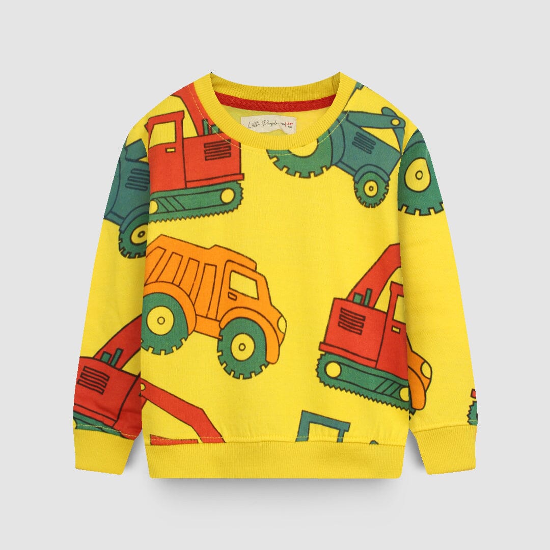 Dashing Yellow Themed Boys Sweatshirt Sweatshirt Iluvlittlepeople 6-9 Months Yellow Winter