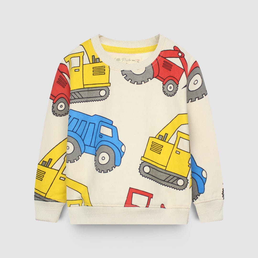 Dashing Off White Themed Boys Sweatshirt Sweatshirt Iluvlittlepeople 6-9 Months Off White Winter