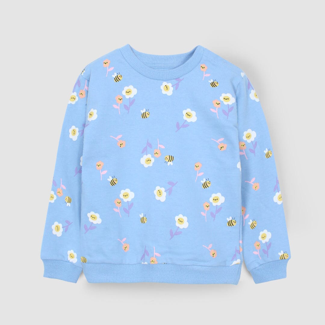 Cute Blue Themed Girls Sweatshirt Sweatshirt Iluvlittlepeople 6-9 Months Blue Winter