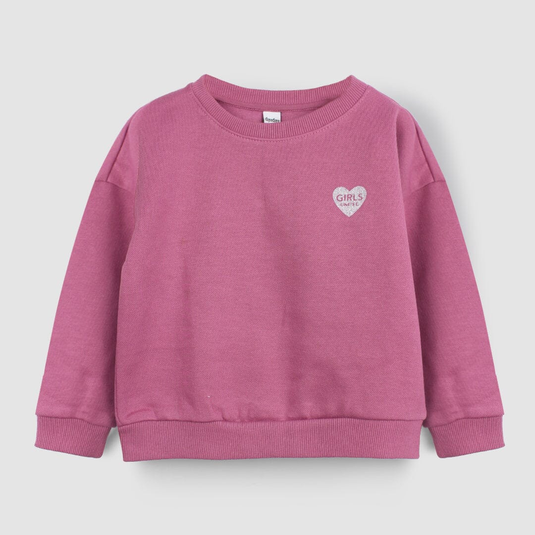 Attractive Pink Themed Girls Sweatshirt Sweatshirt Iluvlittlepeople 3-4 Years Pink Winter