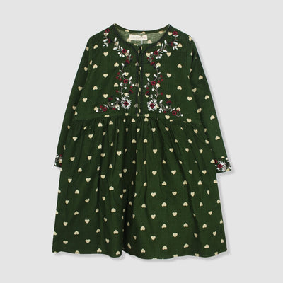 Elegant Green Themed Cute Princess Kurti Kurti Iluvlittlepeople 3-4 Years Green Winter