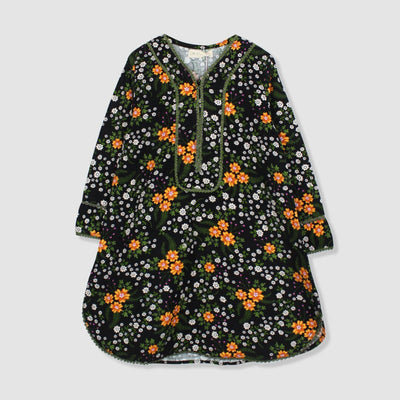 Dashing Black Themed Cute Princess Kurti Kurti Iluvlittlepeople 3-4 Years Black Winter