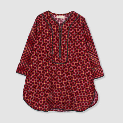 Dashing Red Themed Cute Princess Kurti Kurti Iluvlittlepeople 3-4 Years Red Winter