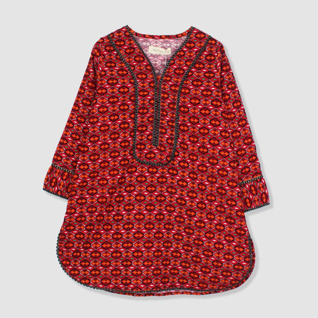 Dashing Red Themed Cute Princess Kurti Kurti Iluvlittlepeople 3-4 Years Red Winter