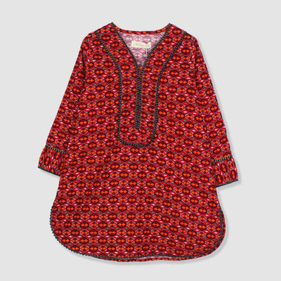 Dashing Red Themed Cute Princess Kurti Kurti Iluvlittlepeople 3-4 Years Red Winter