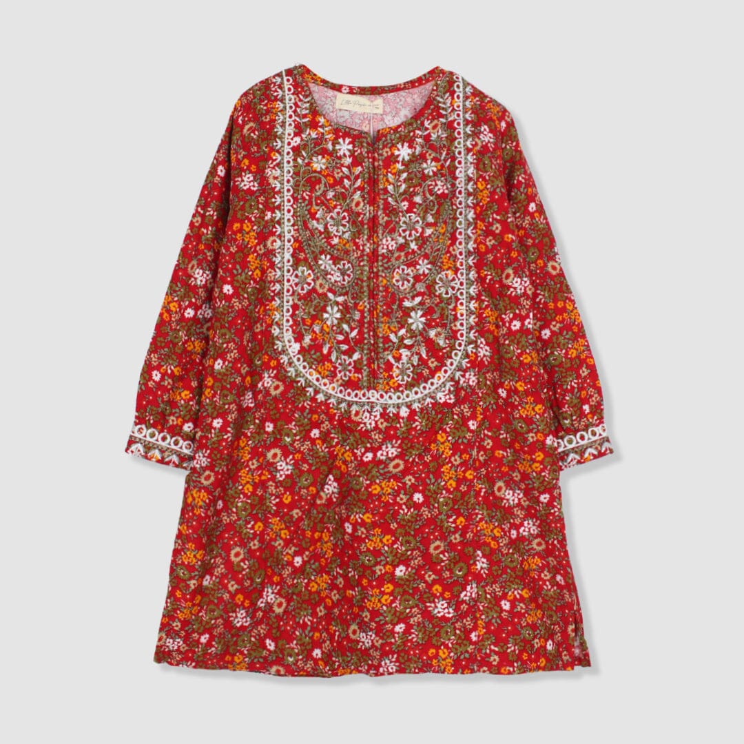 Delighted Red Themed Cute Princess Kurti Kurti Iluvlittlepeople 3-4 Years Red Winter