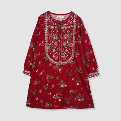 Dashing Red Themed Cute Princess Kurti Kurti Iluvlittlepeople 3-4 Years Red Winter