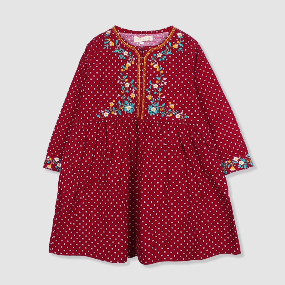 Delighted Red Themed Cute Princess Frock Frock Iluvlittlepeople 3-4 Years Red Winter