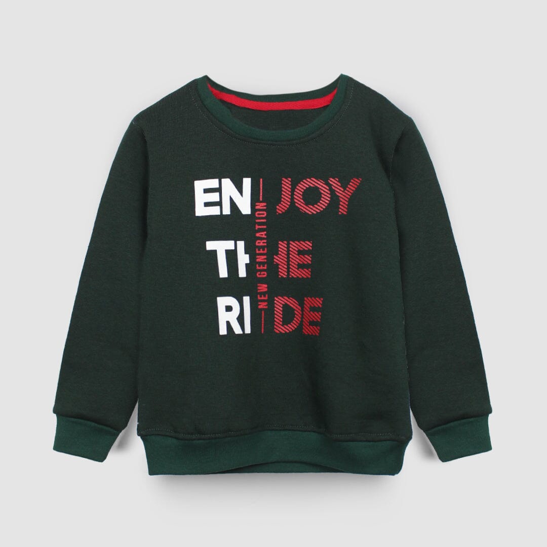 Stylish Green Themed Boys Sweatshirt Sweatshirt Iluvlittlepeople 2-3 Years Green Winter