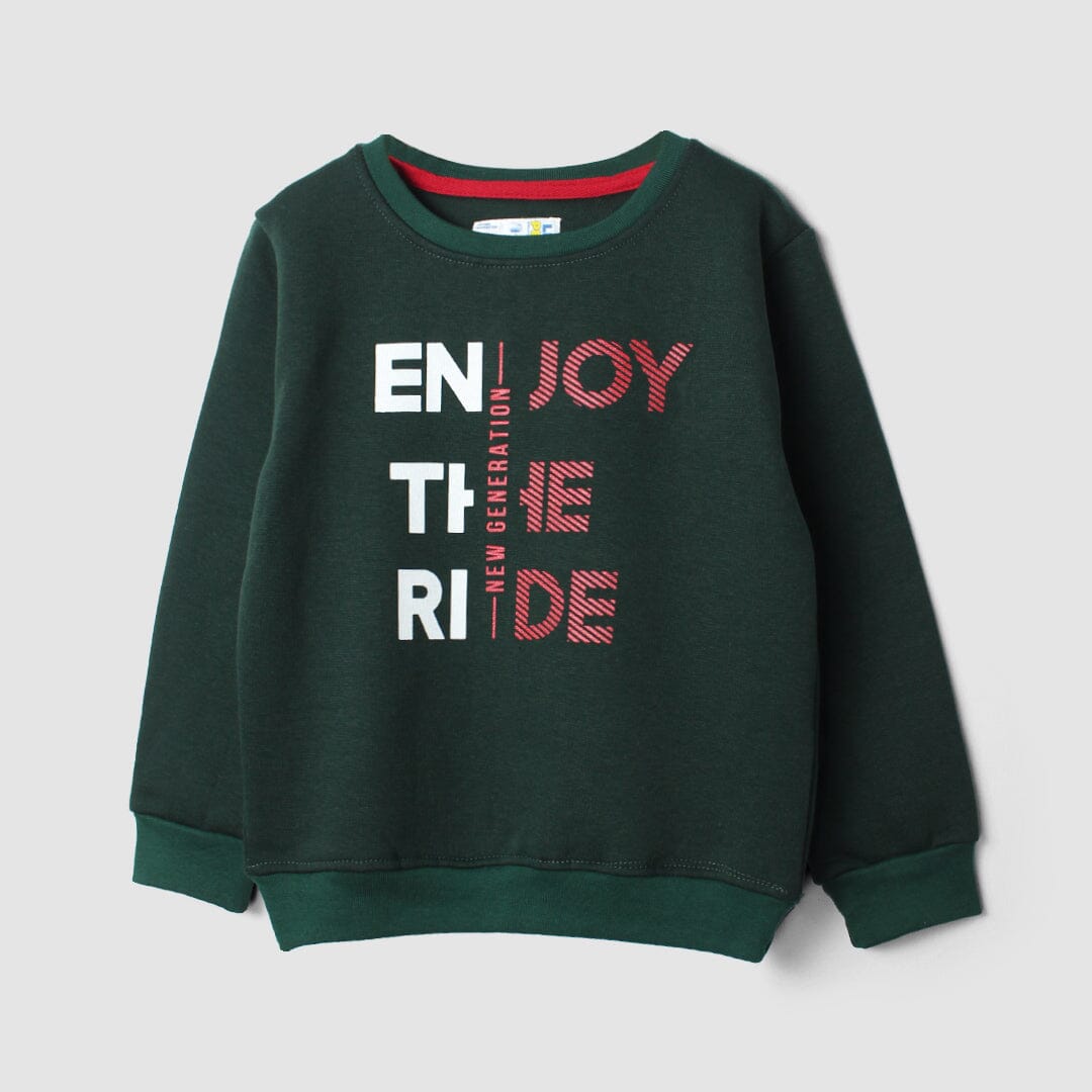 Stylish Green Themed Boys Sweatshirt Sweatshirt Iluvlittlepeople 2-3 Years Green Winter