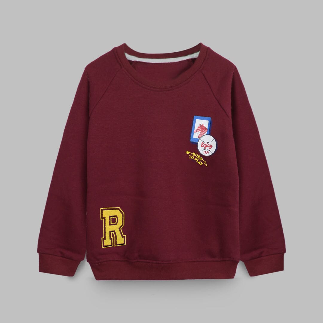 Delighted Maroon Themed Boys Sweat Shirt Sweatshirt Iluvlittlepeople 2-3 Years Maroon Winter