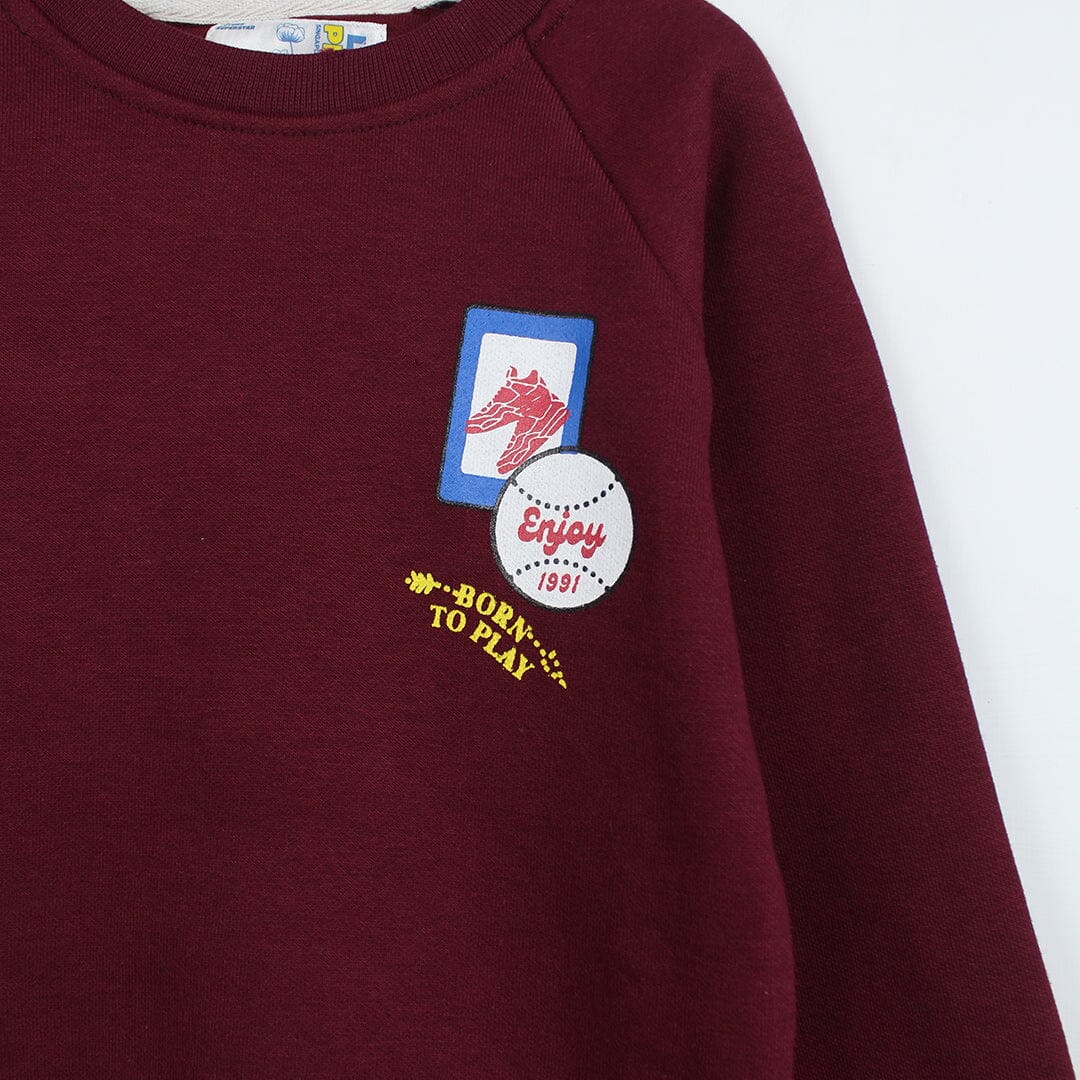 Delighted Maroon Themed Boys Sweat Shirt Sweatshirt Iluvlittlepeople 