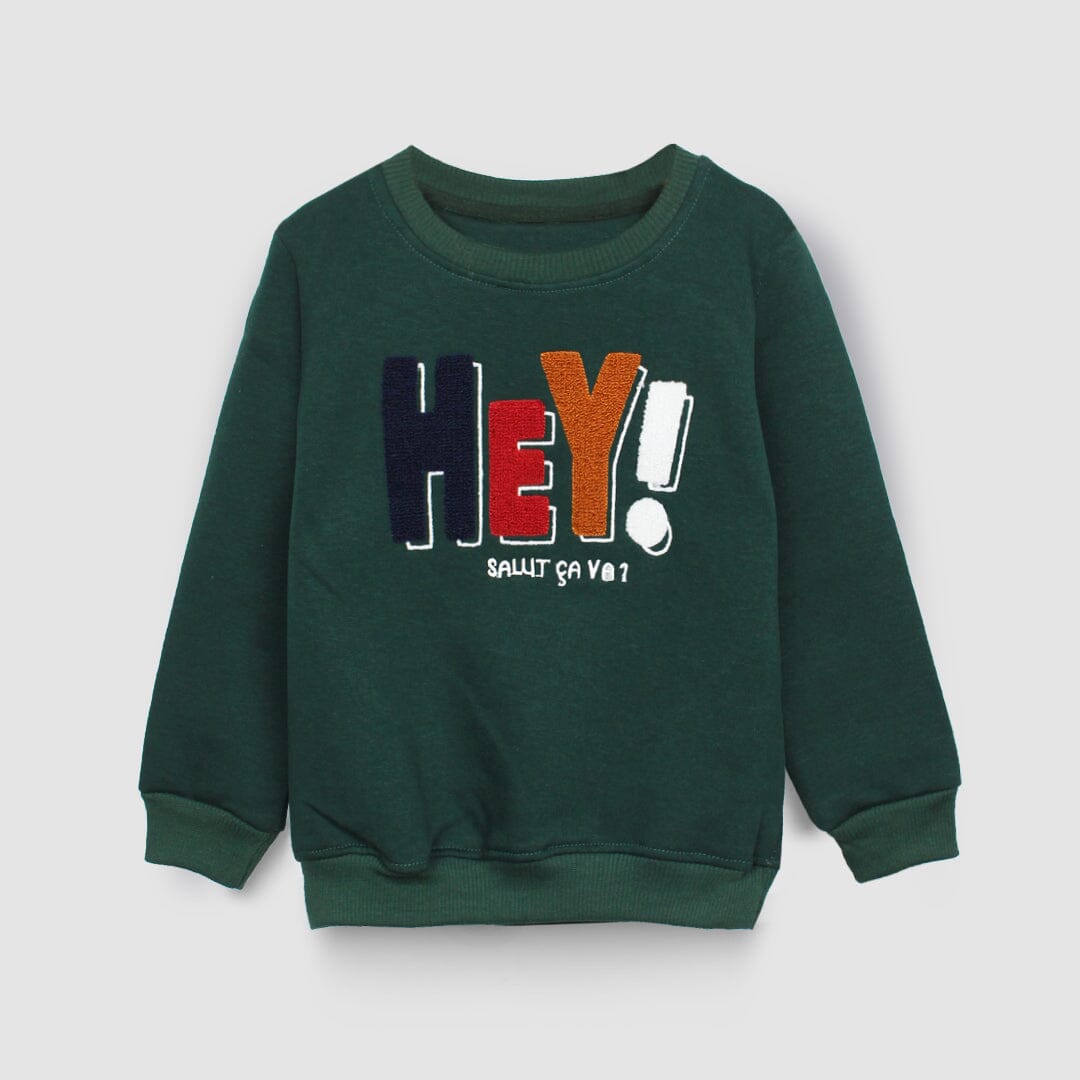 Stylish Green Themed Boys Sweatshirt Sweatshirt Iluvlittlepeople 2-3 Years Green Winter