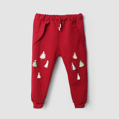 Cozy Stylish Red Themed Girls Trouser Trouser Iluvlittlepeople 3-6 Months Red Winter